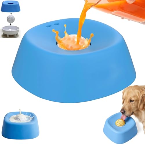 Slow Feeder Dog Bowls for Liquid Treat，Lick Sphere Bowl with Rolling Balls for Bone Broth & Yogurt, Non-Slip Interactive Slow Eating Toy, Small Medium Large Breeds (Blue-1PC) - color: Blue-1PC