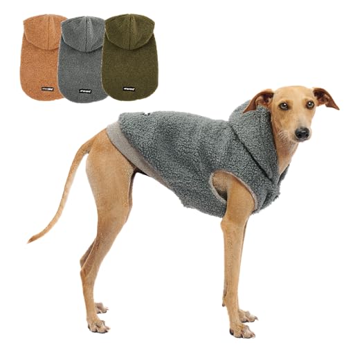 Tuff Pupper Fleece Dog Hoodie Sweater | Teddy Sherpa Outer & Soft Polar Fleece Lining | Adjustable Fit Winter Coat with Hood, Leash Hole, Ribbed Cuffs | for Small Medium Large XL XXL Dogs (Grey, XS) - color: Grey, size: 10-15 lbs (X-Small)