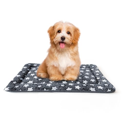 Small Dog Bed Mat, Puppy Bed for Dog Crate, Washable Dog Crate Pad with Non-Slip Bottom, Soft Kennel Mat for Cage, Cat Bed for Indoor Cats, Sleeping Mat with Dog Blanket Feel, Gray, 24x16x1.5 in - color: Gray, size: Small (24x16x1.5 in)