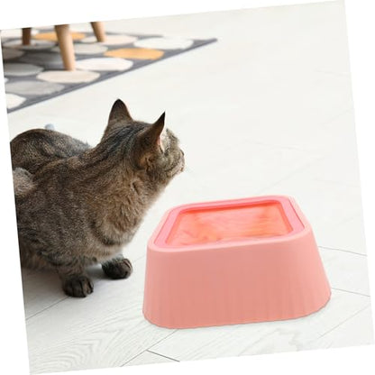 Toddmomy Innovative Cat and Dog Water Bowl No Spill Floating Design Abs Material for Cats Small Dogs Puppies - color: Pink