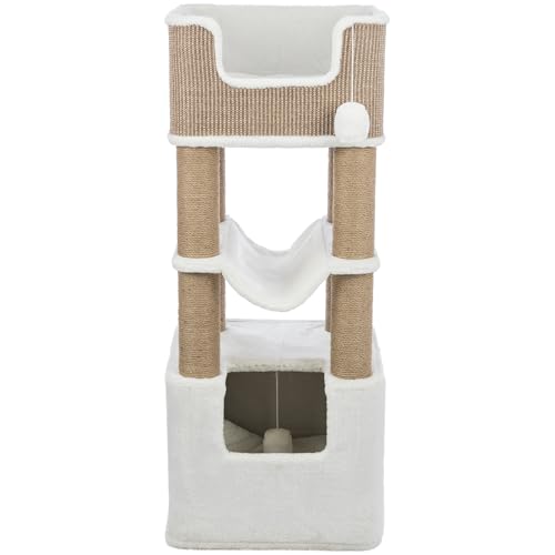 Trixie Lucano 43.3-in XXL Cat Tree, Indoor Cat Furniture with Jute Scratching Posts, Sisal and Plush Covered Condo, Dangling Interactive Toys, Brown - color: Brown, size: 43" Tall