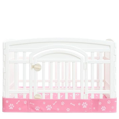 Dog Playpen Bottom Pad Mat for 36" 4-Panel Playpens - Scratch & Chew-Resistant Puppy Pen Floor Mat with Hook & Loop Fasteners, Waterproof & Leakproof, Non-Slip (Pink) (Playpen Not Included) - color: Pink