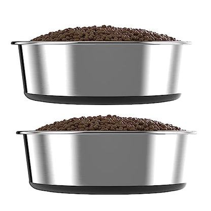 WEDAWN Deep Stainless Steel Non-Skid Dog and Food Bowls, Each Holds Up to 2 Cups, Set of 2 Packs(5.5 x 1.9 Inches) - color: Black, size: 2 Cup for Small Pet