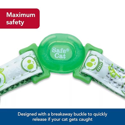 Coastal Pet - Safe Cat Glow in the Dark Adjustable Breakaway Collar - Glowing Blue Fish Print - 3/8” x 8"-12”
