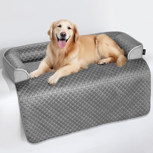 Dog Cooling Mat Large Sized Cooling Dog Beds for Couch with Sides, Self Cooling Orthopedic Pet Bed with Removable Washable Cover for Sofa Floor Car, Durable & Non-Gel, 45 x 37 inch, Grey - color: Cooling Grey, size: X-Large