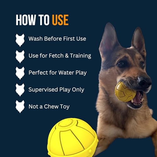 Fenrir - Dog Ball - High Bouncing Yellow Rubber for Fetch & Recall - 2.5 Inch Durable Floating Dog Toy - Water Retrievable Interactive Ball for All Breeds (Medium) - size: 2.5 inches