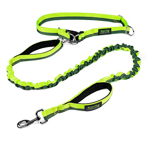 Mighty Paw Hands Free Dog Leash | Bungee Waist Leash for Dog Walking. Pet Running Hands Free Tether for Large, Medium & Small Breeds. Pet Waist Belt (36" - 48") Up to 150 lbs - Green - color: Green, size: 48"