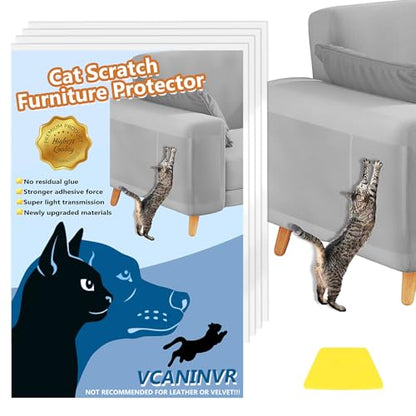 Cat Scratch Furniture Protector 12 Pack Cat Anti-Scratch Deterrent Tapes, Premium Couch Protector with Strong Stickiness - size: 12 Pack