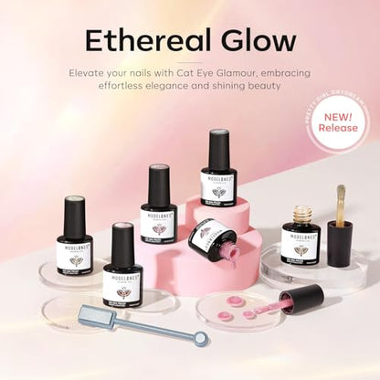 modelones Cat Eye Gel Nail Polish Set, Holographic Glitter 6 Colors with Magnet Sparkle Galaxy Series Nude Pink Gel Polish Soak Off Led Gel Polish Kit Nail Art Gel Manicure Salon DIY Gifts - color: A-2 Cat Eye