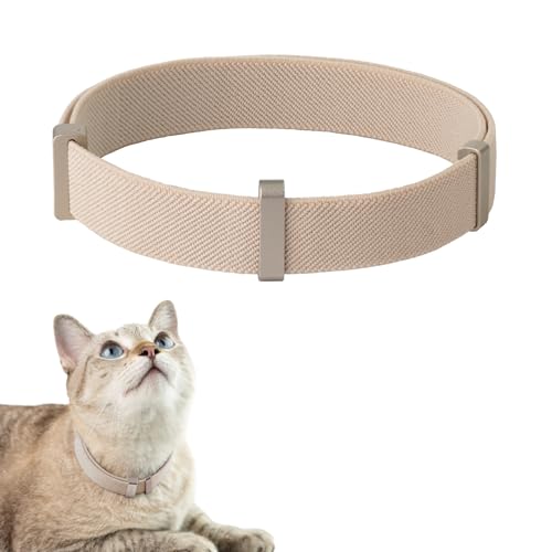Safety Cat Collar Pro - U.S. IDA Gold Awarding Design, Elastic Quick Release Cat Collar with Buckle Non Breakaway - Lightweight for Kitten All Small Large Cats (Linen, M 7.9-15.7") - color: Linen, size: M 7.9-15.7"