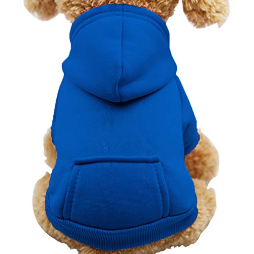 Jecikelon Winter Dog Hoodie Sweatshirts with Pockets Warm Dog Clothes for Small Dogs Chihuahua Coat Clothing Puppy Cat Custume (Dark Blue, X-Small) - color: Dark Blue, size: X-Small