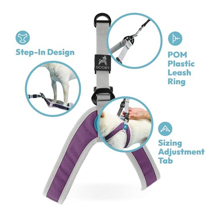 Gooby Simple Step in III Harness - Purple, X-Small - Small Dog Harness with Scratch Resistant Outer Vest - Soft Inner Mesh Harness for Small, Medium Dogs - color: Purple, size: X-Small chest (12∼14.75")