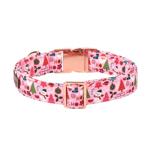 Lionet Paws Chirstmas Dog Collar, Cute Snowman Christmas Tree Dog Collars with Metal Buckle for Puppies and Cats, XS, Ho Pink Dogs Collar Neck 8-12 inches - color: Ho Xmas, size: X-Small (Pack of 1)