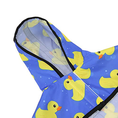 HDE Dog Raincoat Jacket Reflective Adjustable Hooded Pet Poncho Rain Coat with Leash Hole for Small to X-Large Dogs Rubber Ducks - S - color: A. Ducks, size: Small