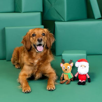 Fringe Studio Pet Toy, Friend at Frost Sight Plush Dog Toy 2 Piece Set, Santa & Reindeer, PetShop Collection (312062) - color: Frost Sight