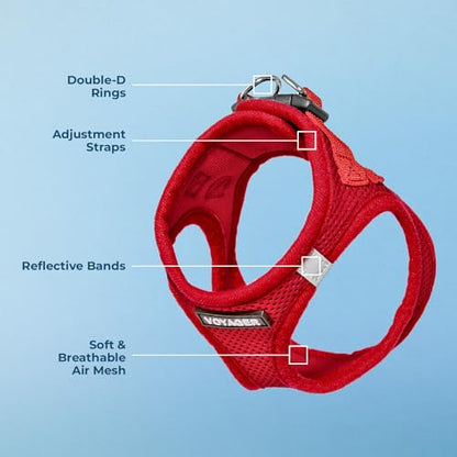 Best Pet Supplies Voyager Step-in Air Harness - All Weather Mesh, Reflective, No Pull Harness for Dogs, Cats - Secure with Hook & Loop Fastener, Buckle, Double D-Rings - Red, XS (Pack of 2) - size: Cat XS (Chest 13.5 - 15") (Pack of 2)