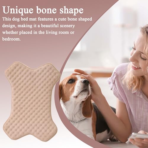 Chew Resistant Dog Bed - Puppy Mattress Cute Bone Shape Machine Washable Dog Crate Pad,Non-Slip Chew Proof Dogs Bed Wear-Resistant Pet Sleeping Pad for Living Room