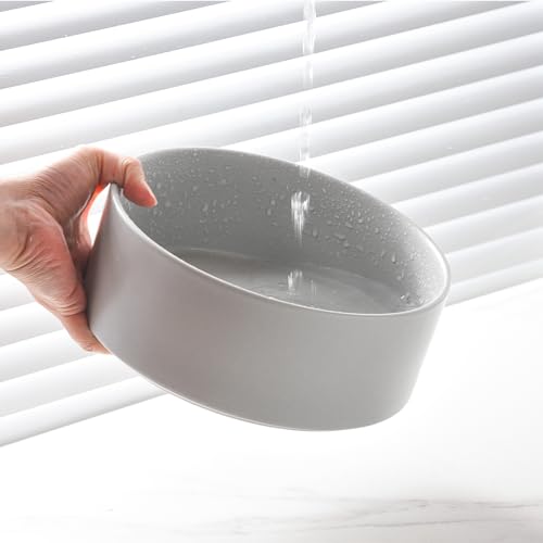 8'' Ceramic Raised Dog Bowl - 70Oz Dog Food & Water Bowl with Elevated Non-Slip Bamboo Stand, Dishwasher & Microwave Safe, Anti Vomiting Heavy Duty Pet Bowl for Medium and Large Dogs, Grey - color: 1 x Bowl + Stand - Grey, size: 8 inch