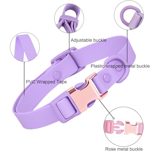Waterproof Dog Collar with Safety Metal Buckle, Durable and Easy to Clean Soft Rubber Dog Collar, Adjustable Pet Collars for Small Medium Large Dogs - color: Dblue, size: S