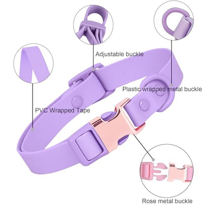 Waterproof Dog Collar with Safety Metal Buckle, Durable and Easy to Clean Soft Rubber Dog Collar, Adjustable Pet Collars for Small Medium Large Dogs - color: Dblue, size: S