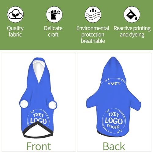 Personalized Dog Hooded Sweatshirt Pet Sweatshirt Design Custom Picture Text Clothes for Small Dogs Cats Customized Puppy Apparel Gifts Blue 2 Pet Hoodies - color: Blue 2, size: XX-Large