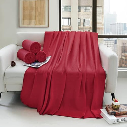 ZYFZCYBL Fleece Throw Blanket Blankets Bulk 6 Pack Soft Lightweight for Cozy Polar Fleece 50 x 60 Solid Pet-Friendly Colorful Bed Sofa Couch Fleece Fabric Travel Wedding Gift（Wine Red） - color: Wine Red