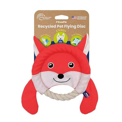 PAWSPIK Flying Disc Tug-of-War Toy, Eco-Friendly Recycled Material, Squeaker Toy for Medium and Large Dogs, for Throwing & Fetching 8.5" Diameter (Fierce Fox) - style: Fierce Fox
