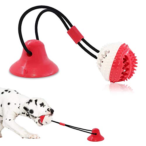 Askhald Dog Toys, Dog Chew Toys for Aggressive chewers,Rope with Suction Cup for Puppy Training Treats Teething for Boredom, Small Dog Puzzle Toy Treat Food Dispensing Ball (red) - color: red