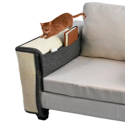 Upgraded Cat Scratch Sisal Sofa Protector,Furniture Couch Protector from Cat Scratching with Natural Sisal Full Cover 27.5''L*19.7''W(Right Hand) - color: White Sisal Armrest