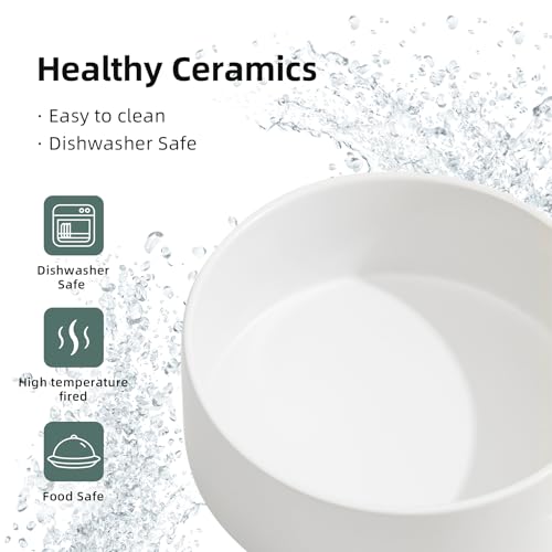 Havniva 8.3” Ceramic Dog Bowls, Dog Food and Water Bowl for Large Dogs, Durable Dog Water Bowl with Non-Slip Rubber Base Large Capacity Pet Feeding Bowl - color: Matte White, size: 8.3 Inch