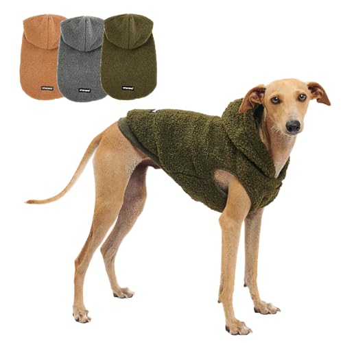 Tuff Pupper Fleece Dog Hoodie Sweater | Teddy Sherpa Outer & Soft Polar Fleece Lining | Adjustable Fit Winter Coat with Hood, Leash Hole, Ribbed Cuffs | for Small Medium Large XL XXL Dogs (Olive, XS) - color: Olive, size: 10-15 lbs (X-Small)