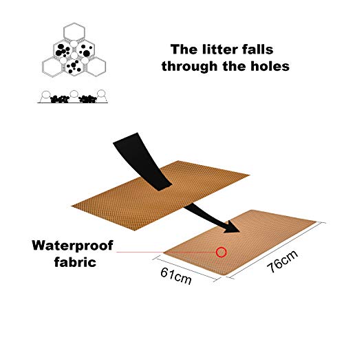 Pieviev Cat Litter Mat Litter Tray Mat of Large Size, Waterproof Material BPA Free, Soft on Paws and Washable - color: Brown, size: L-28''X20''