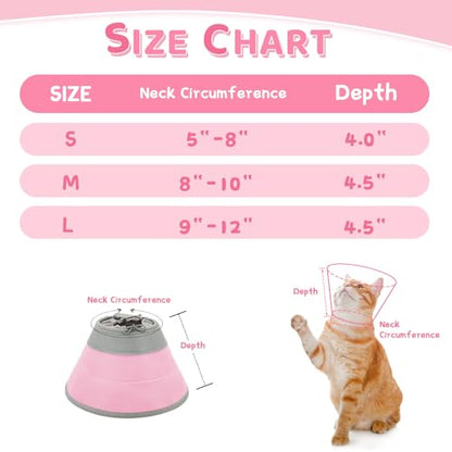 Cat Cone Collar Soft to Stop Licking, Adjustable, Foldable Lightweight Kitten Cones After Surgery Recovery for Cats & Kittens, Cat Cone Alternative, Easy Eating (Solid Pink, M) - color: Solid Pink, size: M