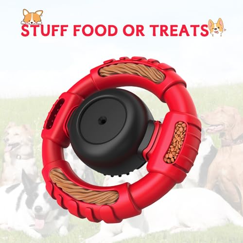 Dog Toys for Aggressive Chewers Large Medium Small Breed, Indestructible Durable Tough Dog Chew Toys to Keep Them Busy, Nylon Rubber Interactive Dog Toys - color: Red