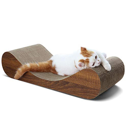 Simple Delxue Horizontal Cat Scratcher Pad, 23.6" Large Cat Scratcher Cardboard Lounge Bed, 100% Recyclable & Reversible Durable Cat Scratching Board - color: Bone Wood