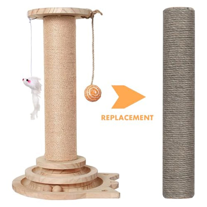 Cat Scratching Post Replacement, 4 Pieces Cat Scratcher Cat Tree Replacement Parts, 15.4'' x 2.67" Dia + 7.87“ x 2.67" DiaNatural Sisal Rope Cat Scratch Posts Include M8 Screws, Grey - color: Grey