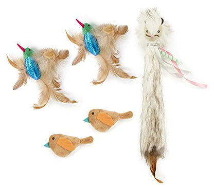 SmartyKat (5 Set Bundle) Happy Hunter Pack, x2 Hum Singers, x2 Chickadee Chirps, x1 Chitter Critter Squirrel - 5 Set Bundle - size: One Size, style: Happy Hunter Birds, 5-Set