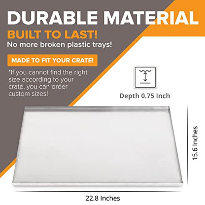Pinnacle Systems (Galvanized, 22.8" L X 15.6" W X .75" Frisco Metal Replacement Crate Tray for Heavy Duty Single and Double Door Dog Crate Chew Proof Crack Proof Multipurpose Tray - size: 22.8" L X 15.6" W X .75"