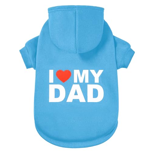 Dog Sweater Dog Hoodie Cold Weather Coat Hooded Sweatshirt for Puppies,Cats, Small Medium Large Dogs (Blue(I Love My Dad), Large/X-Large)