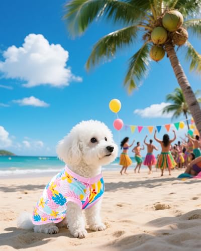 PET SHOW 4 Pack Dog Hawaiian Shirts for Small Doggies UPF 50+ UV Sun Protection Summer Cool Clothes Tank Top Floral Puppy Kitten Cats T-Shirts Pet Holiday Party Sleeveless Vest Boy Girl(X-Small) - size: X-Small