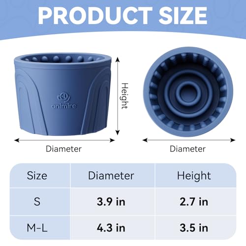 Dog Slow Feeder Lick Bowl, Anxiety Relief Dog Licking Mat Treat Dispenser, Non-Slip Anti-Choking Slow Eating Lick Bowl for Small Medium and Large Breed Dogs, BPA Free Silicone - color: Dark Blue, size: S