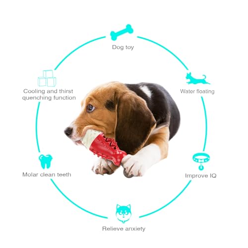 Natural Coffee Wood Dog Toy - Cooling Freezable TPR Teething Chew & Treat Dispensing Enrichment Toy - Sustainable for Small Medium Large Breeds (Red) - color: Red
