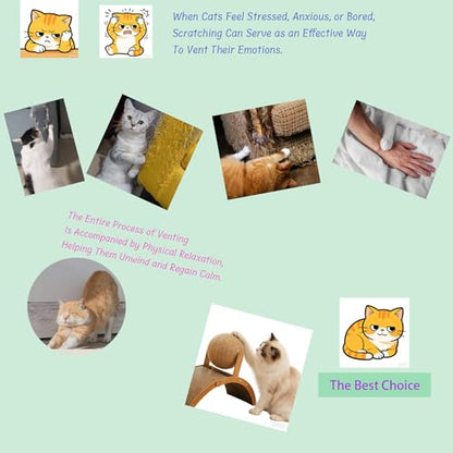 Cat Scratcher with Sisal Ball & Tunnel Toy, Dual-Surface Furniture Protector for Cats, Chinchillas, Hamsters, Rabbits - Stable Wide-Base Arch Design(Not for Large Cats)