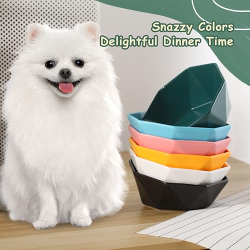 Green with Stand Ceramic Tilted Elevated Raised Pet Bowl with Bamboo Stand for Cats and Dogs No Spill Pet Food Water Feeder - color: Green with stand