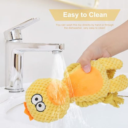 Dog Toys, Dog Squeaker Toys with Crinkle Paper, Stuffed Animal Dog Plush Chewing Toy, Cotton Rope Interactive Toys for Puppy, Small, Middle Dogs (Yellow Duck) - color: Yellow