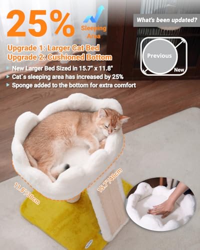 Happi N Pets Cat Tree, Cloud Cat Tower with Soft Bed, Cat Scratching Post & Pad with Larger Perch for Window Viewing, Small Cat Tree with Cute Toys, Bonus Catnip - size: 22" with Scratching Pad