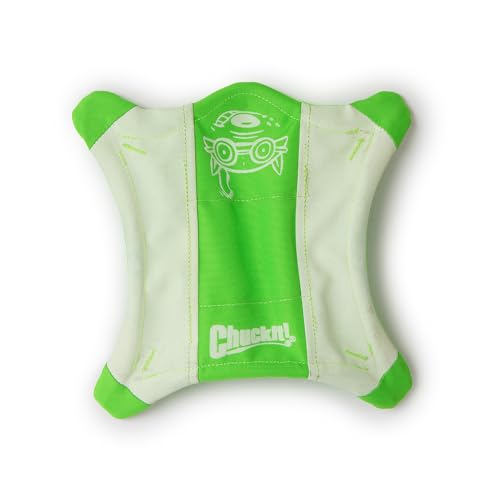 Chuckit! Flying Glow Squirrel Fetch Dog Toy, (10.5 Inch Length), Glow in the Dark Dog Toy, Pack of 1, Size Medium, for All Breeds and Sizes - style: Flying Glow Squirrel