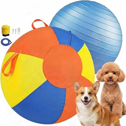 10/18/22" Herding Ball for Dogs & Horses - Tear-Resistant Inflatable Toy with Heavy-Duty Handle Cover & Pump - Durable Exercise Ball for Large Pets (Small) - size: Small