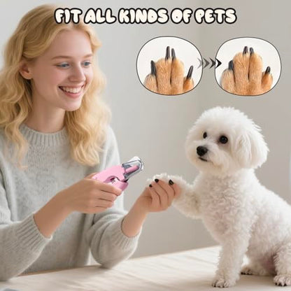 2-in-1 Dog Nail Trimmers & Dog Nail Grinder, Dog Nail Clippers with 2 LED Lights & Safety Guard, USB Rechargeable, Multiple Grinding Methods for Small, Medium, and Large Dogs & Cats (Pink) - color: Pink