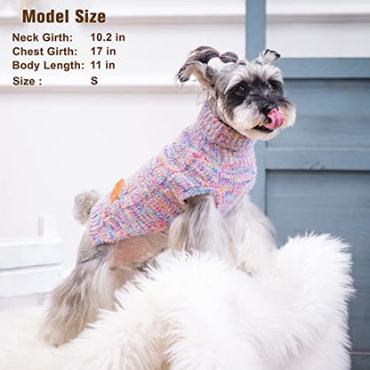 BEAUTYZOO Small Dog Sweater -Turtleneck Pullover Classic Cable Knit Fuzzy Winter Coat Dog Cold Weather Clothes for Small Medium Dogs Puppy Girl Boys(Rainbow Pink, M) - color: Gradient Pink, size: M (Back: 16", Chest: 21", Neck: 13")